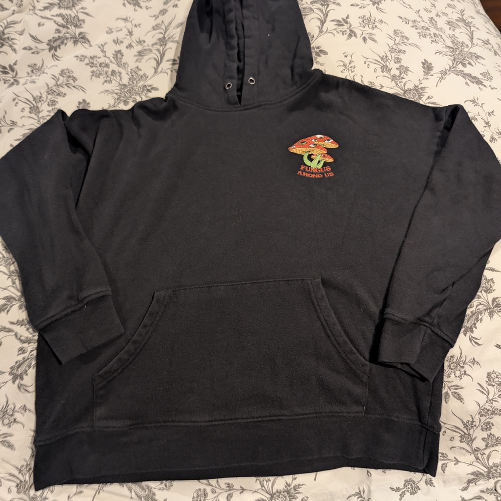 Empyre Charcoal Hoodie with Vibrant Mushroom Design